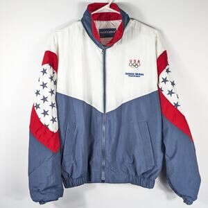 Swingster Small USA Made Olympics GM Sponsor Nylon Jacket Full Zip Colorblock
